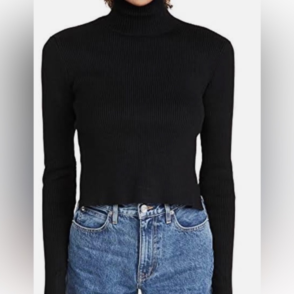 Black Turtleneck Top With Open Back. Size S. - image 3